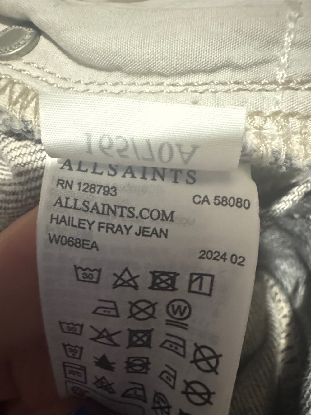 All Saints Women’s  Relaxed Gray Acid-Wash Jeans - Picture 7 of 8